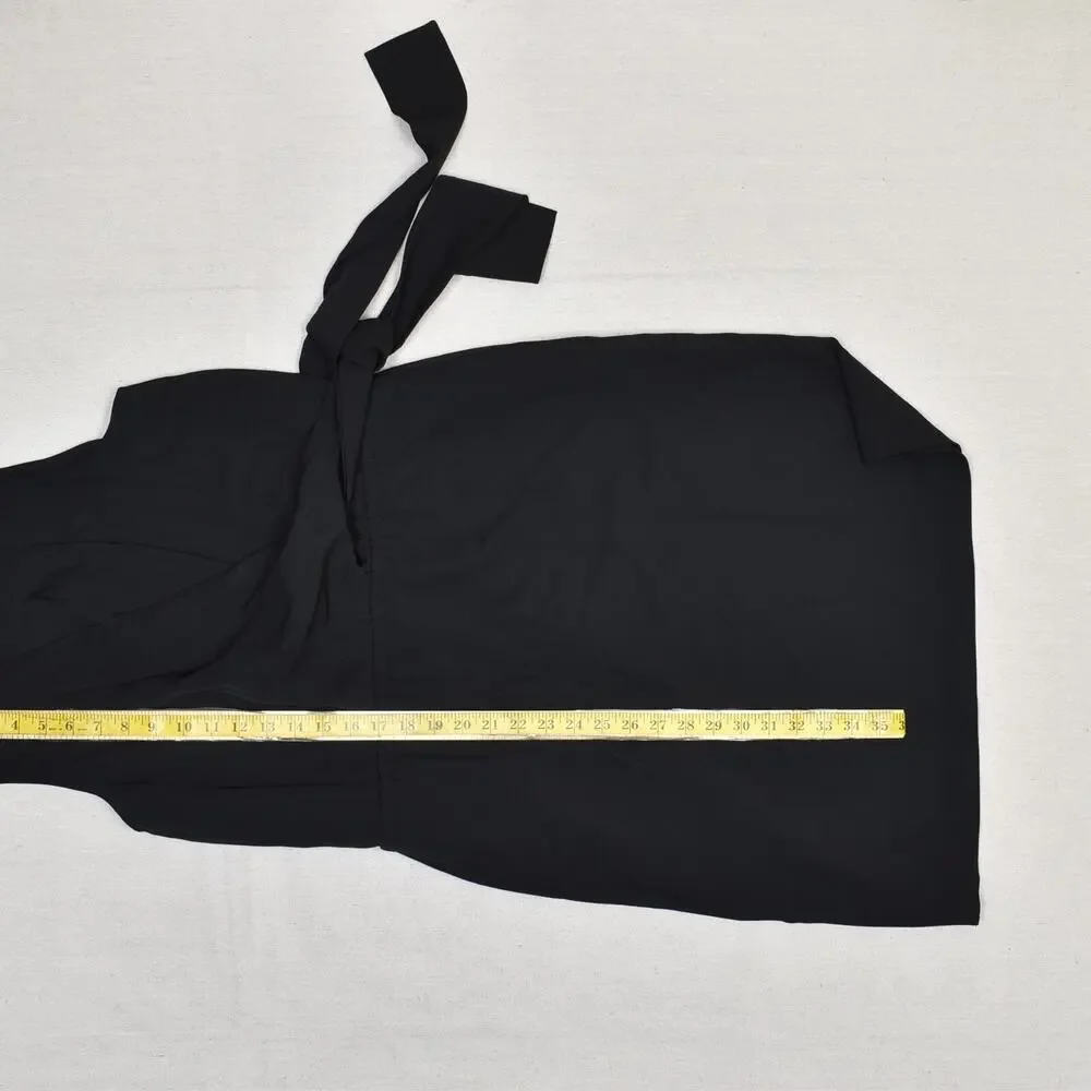 Michael Kors Women's Sheath Dress Faux Wrap Solid V Neck Polyester Black Size 10